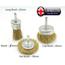 Power Tools Shank 6mm Set X 3pcs Brassed Steel Wire Brush & Wheel - B - View 2