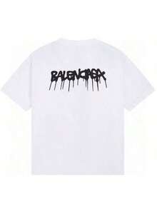 WeStyle Hub St Pattys Day Outfit Balenci Graphic Tees Men - White - Shirt With Dripping Print - 白色 - 查看 2