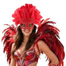 1pc Women's Carnival Feather Headpieces Mask Headdress For Masquerade Party Cosplay Feather Mask Headbands - Multicolor - View 2