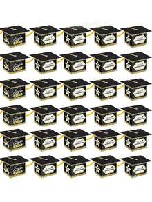 10/20/30pcs Gold Glitter Graduation Cap Candy Boxes, 2026 Graduation Decor, Graduation Party Favor Boxes With Tassels, Chocolate Boxes, Graduation Gift Boxes For Class Of 2026 - Multicolor - View 12