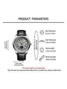 3-Piece Vintage Luxury Men's Business Watch Set, Includes Roman Numeral Quartz Watch, Diamond Pattern Wallet, And Keychain, Featuring Steady And Elegant Tones To Showcase Refined Aesthetics - Black - View 6