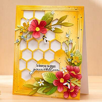 Creative Honeycomb Cover Background Dies, DIY Scrapbooking Album And Embossing Stencil, Greeting Card Making Tool, Card Paper Cutting Crafts ,Gift Card Making Template Die Cuts.