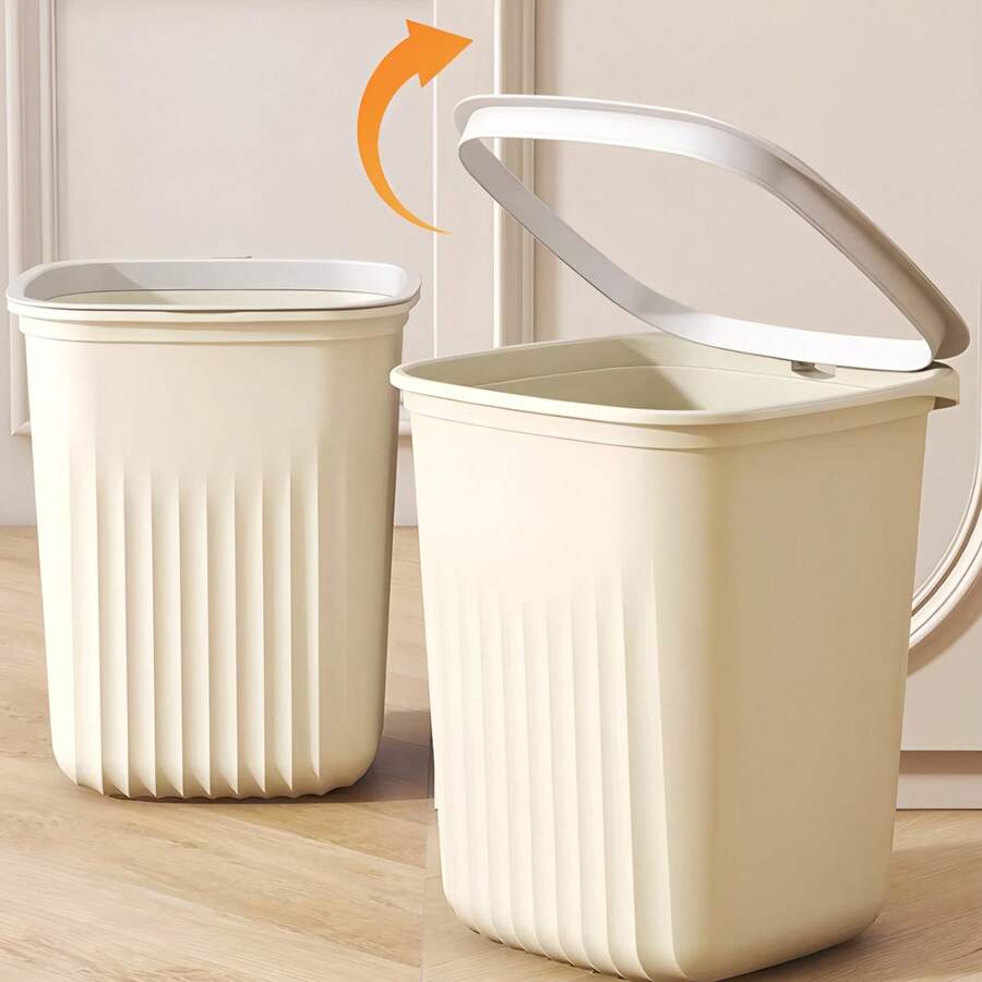 1 large-capacity 30L plastic trash bin with a lid, featuring a flip-top design to prevent odor leakage. It is used for storing desktop garbage such as fruit peels and paper scraps, keeps, places, keeping and keep, keeping, places, keep offices, living rooms, and studies. - 多色(隨機) - 查看 1