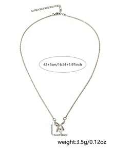 1件锆石蝴蝶心形吊坠项链，微镶心形锁骨链，适合日常佩戴，小众礼物 - 銀色 - 查看 5