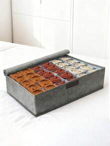 30-Grid Foldable Fabric Drawer Divider, Wardrobe Organizer Box For Socks, Underwear, Ties - Light Grey - View 4