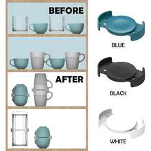 6pcs Cup Stacking Rack, Designed For Organizing And Storing Coffee Mugs And Tea Cups, Saves Cabinet Space. The Rack Is Made Of Expandable Plastic ABS Material For Stacking Cups. - Black - View 4