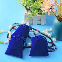 Shintop 10pcs Velvet Drawstring Bags Wedding Gift Bags Velvet Cloth Jewelry Pouches Blue - Azul - Ver 5