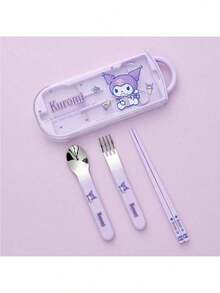 Miniso Bộ dao nĩa di động 3 món Sanrio, bộ dao nĩa bằng thép không gỉ, có thể tái sử dụng, bộ dụng cụ du lịch kèm hộp đựng, thích hợp cho cắm trại và văn phòng. - Nhiều màu - Xem 10