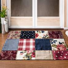 1pc Vintage Patchwork Suitable For, Non-Slip Rubber Backing Floor Mat With Machine Washable Suitable For Bedroom,, Entryway, Balcony, / Use - Durable Suitable For Door Mat, Front Door - Nhiều màu - Xem 2