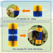Livestock Scratch Brushes, Horse Scratcher, Full Massage Brush Kit For Horse, Cattle, Sheep, Pig, Yellow - Durable Plastic Bristles And PP Body, Relieves Itchy Back, Grooming And Scratching Post For Farm Animals, No Batteries Required - Style B - View 3
