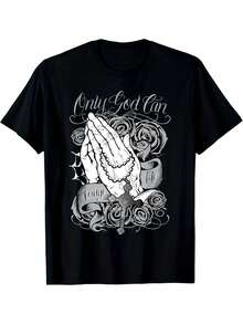 Only God Can Judge Me Chicano  Graphic Art Tees T-Shirt, PLUS SIZE, L-5Xl.Jpg Same Style For Men And Women 2025 Summer Short-Sleeved Printed T-Shirt Pure 220G - 黑色 - 查看 1