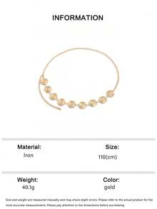 1件复古时尚独特螺旋金属腰链，简约几何圆形圆盘身体链，腰带，裤链，适合女性任何场合 - 金色 - 查看 9