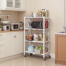 Upgraded Home 4-Tier Foldable Storage Shelf With Wheels ,Collapsible Shelving Unit,750 Lbs Large Capacity Storage Trolley,Display Metal Rack, Rolling Cart For Books,Kitchen Storage Shelves, Garage Storage,Pantry & Closet Organizer, Office Room,Decor,Bathroom(Black/White/Pink/Green),No Assembly - 查看 12