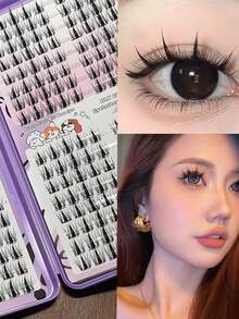 LIMEIKAI 320 عنقود رموش كرتونية حادة، إطالة رموش DIY، طول 13 مم، سمك 0.07 مم، عناقيد رموش أنمي طبيعية، عناقيد رموش كورية رقيقة للمكياج، رموش آسيوية قابلة لإعادة الاستخدام، مناسبة للمبتدئين - مشاهدة 2