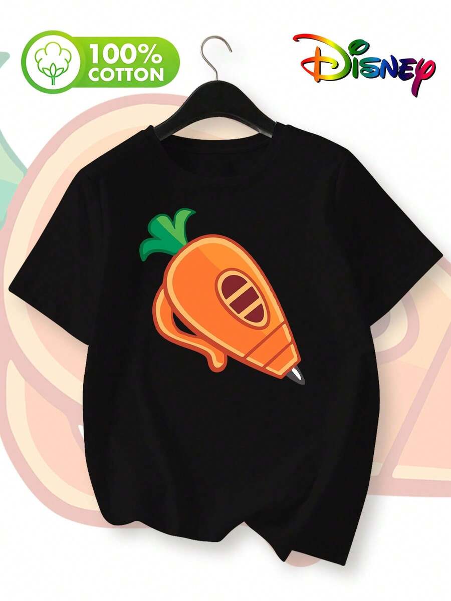 Disney Zootopia Carrot Recorder Cartoon Print Women's Summer New Fashion Pure Cotton Short-Sleeve T-ShirtMade From Soft, Comfortable, And Durable Pure Cotton, This Is An Ideal Choice For Spring And Summer. This Crew Neck T-Shirt Is Suitable For Various Occasions, Including Everyday Wear, Shopping, Parties, Travel, And Gatherings, And Also Makes A Thoughtful Gift. - 黑色 - 查看 1