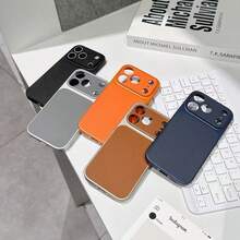 Funda de teléfono con diseño de ventana grande, compatible con iPhone 17 Pro Max/16 Pro Max/15 Pro Max/14 Pro Max/13 Pro Max, estilo minimalista, adecuada para el uso diario, anti-caída, con recortes precisos para la transmisión de señal, anti-huellas - Naranja - Ver 3