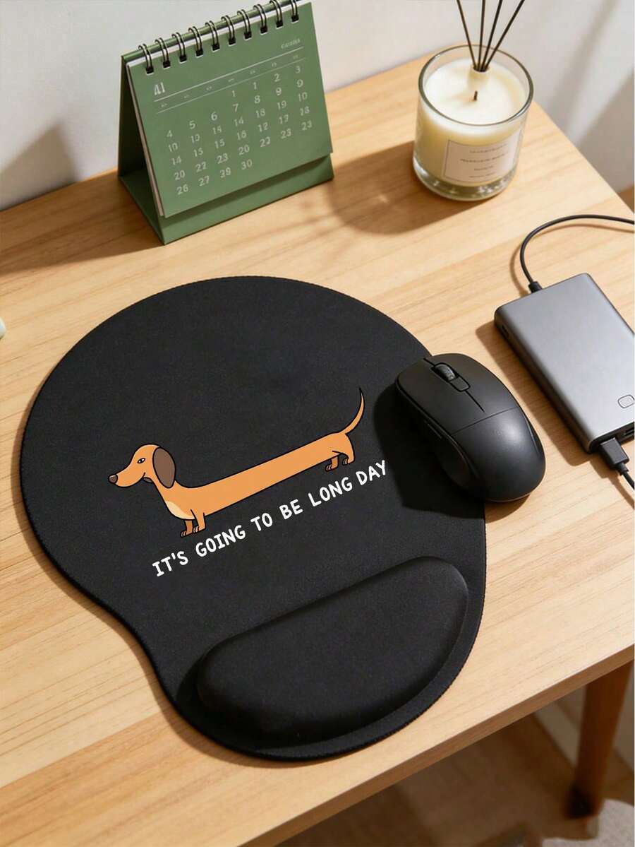 可爱腊肠犬造型腕托鼠标垫 - 符合人体工学的记忆海绵舒适办公桌腕托，防滑鼠标垫，适用于游戏、办公、电脑、笔记本电脑、毕业典礼、母亲节、春季礼物等场合。办公桌配件、办公用品、办公装饰、办公桌、办公桌、办公配件、桌垫、鼠标垫、书桌鼠标垫、桌面鼠标垫、桌面装饰