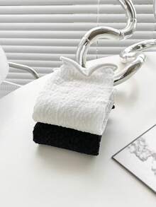 1 Pair Women's Knee-High Socks, Thin Black & White Slimming Leg Socks For Spring/Summer, Versatile Wear With Skirts - Multicolor - View 5