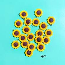 5/10/20pcs Exquisite Sunflower Flower Suitable For Handmade Jewelry Pendant, Earrings, Necklace, Bracelet, Bag Charm, Resin Craft Accessories - Sunflower - View 10