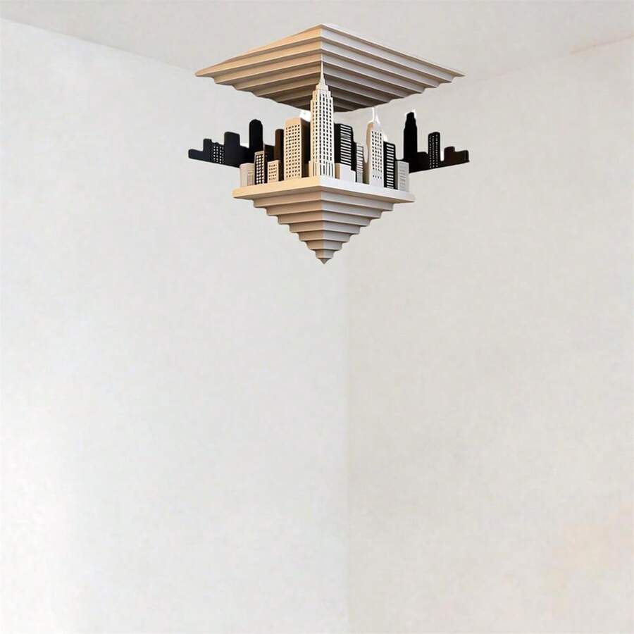 3D Wall Art Optical Illusion Corner Wall Decal, 3D Visual Peel And Stick Removable Wall Stickers, Home Decor - 咖啡色 - 查看 1