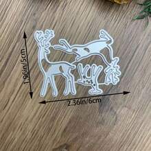 鹿形切割模具、月亮形切割模具、动物形切割模具，适用于卡片制作、压花模具、剪贴簿、手工工艺品制作 - 銀白色 - 查看 4