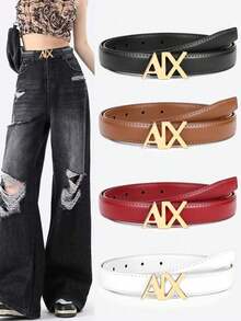 1/2件装女士腰带，高端合金字母女士腰带，时尚商务休闲套装多功能腰带，牛仔裤腰带，母亲节和情人节礼物腰带。 - 彩色 - 查看 1