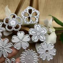 Conjunto de matrizes de corte com motivos florais de primavera, ideais para confecção de cartões, recorte de padrões florais, design floral simétrico e tema de flocos de neve. Inclui moldes e matrizes de relevo, especialmente projetadas para trabalhos manuais, scrapbooking e criação de álbuns DIY. - MC839 - Ver 7