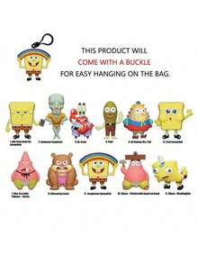 Nickelodeon 1/4pcs  Official  Blind Bag 3D Mini Figure Keychain Mystery Pack, Includes Random Characters Like , Patrick, Squidward, Sandy, Mr. Krabs, Plankton, Gary, Mrs. Puff, Suitable For Birthday Party Gifts And Fan Collections - Multicolor - View 8