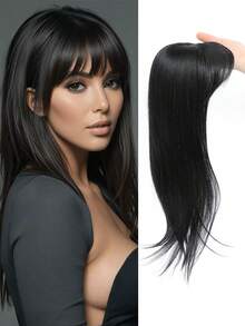 22英寸直发接发片，优雅的18-22英寸直发接发片，采用高温丝材质，由浅棕色渐变至黑色，适合中年女性，佩戴方便，是理想的圣诞礼物。 - 彩色 - 查看 4