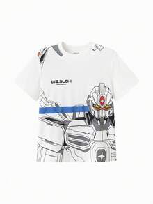 Balabala Tween Boys Summer Short Sleeve T-Shirt 2026 Lightweight Breathable Soft Cool Top - White Tone - View 4