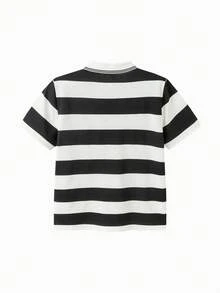 Balabala Boys Summer Striped Polo T-Shirt 2026 Comfortable Soft Cool Breathable Top - Black and White - View 2