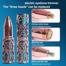 3-In-1 Electric Rechargeable Hair Remover, Suitable For Eyebrows, Nose Hair, Fine Hair, Underarms, 100mAh Lithium Battery - View 6