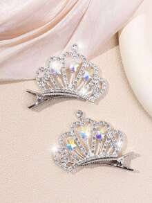 2pcs/Set Crown Hair Clips, Barrettes Hair Accessories, Hairpin - Silver - View 1