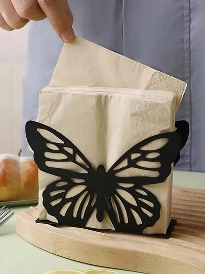 Schwarzer Messer- und Gabel-förmiger Servietten-Halter, geeignet für Küche Zuhause, Café und Restaurant, ideal für Feiern und Jahrestage, kann auch als Taschentuchbox verwendet werden, aufrechter Metall-Servietten-Ständer, besteck-förmig, Party-Tisch Servietten-Spender