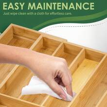 SANNAX Premium Bamboo Expandable Drawer Organizer, 7-9 Slots Adjustable Kitchen Drawer Organizer For Large Cooking Utensils Cutlery, Kitchen Drawer Organization - Bamboo Color - View 8