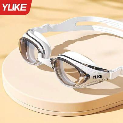 1 Pair Professional High-Definition Anti-Fog Anti-Water Swimming Goggles, Unisex - Comfortable, Adjustable Nose Bridge, Clear White Frame - Ideal Choice For Swimming