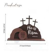18cm Wooden Empty Tomb And Cross Scene, With Bible Verse "He Has Risen", Home Decor Church Holiday Gift - Easter - View 7