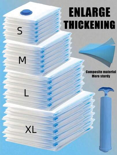 10PCS/8PCS Vacuum Compression Bags, Dust-Proof Compression Bags, Large Capacity Compression Bags, Vacuum Bags With Pump, Travel Clothes Compression Bags, Wardrobe Storage Compression Bags, Foldable Storage Bags, Transparent Compression Bags, Bedding Compression Bags, Suitable For Kitchen, Bedroom, Home, Travel, School, Dorm, Holiday Costume Storage.