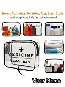 Customizable Name Large Capacity High-Quality PVC Travel Organizer Bag With Zipper Closure - Lightweight, Fade-Resistant Ladies Cosmetic And Toiletry Bag, TSA-Approved Portable Makeup Bag, Easy-To-Wipe Clean Design, Fashionable And Technological Organizer Pouch - Multicolor - View 8