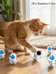 5件装猫咪摇摆玩具 | 可自动翻正滚动的猫玩具，无需电池，款式随机，轻质塑料猫咪益智玩具 Tailona - 查看 9