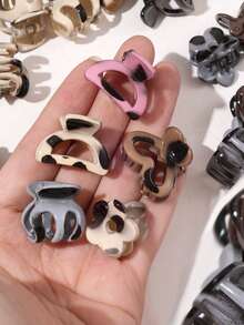 10/20/30个粉色和灰色豹纹几何迷你发夹，可爱简约发饰 - 彩色 - 查看 2
