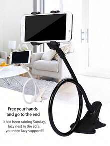 Adjustable Gooseneck Lazy 1 Universal Hose Phone Holder, Flexible Bed/Table Clip Holder With 360° Rotation, Compatible With Apple And Android Phones, For Office, Dorm, And Home Use, Spring Birthday Gift - Multicolor - View 2