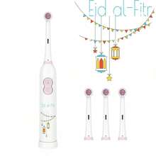 Cepillo de dientes eléctrico de 4 cabezales con 2 baterías AAA, cepillo de dientes eléctrico de limpieza inteligente a batería, cerdas suaves - Blanco - Ver 6