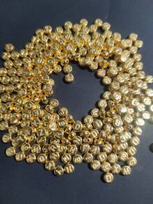 100/200pcs Acrylic Round Gold Letter Beads Suitable For DIY Bracelets And Handicrafts - Gold - View 3