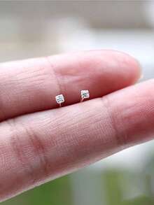 1对925纯银经典爪镶立方氧化锆耳钉，2.5毫米，适合女性日常佩戴、约会、度假、婚礼、派对、节日礼物 - 銀色 - 查看 3