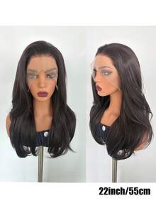 Chocolate Brown 13X4 Transparent Lace Front Wig For Women Natural Wave Synthetic Heat-Resistant Wig - Multicolor - View 5