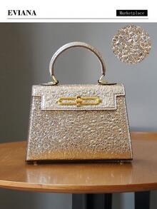 2026 New High-End Fashion Women's Elegant Palm Print Handbag, OL Commuter Versatile Work Bag, Luxury Chic Structured Small Square Bag, Versatile Commuter Stylish Shoulder/Crossbody Bag - Multicolor - View 2