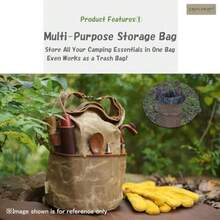 Camping Cookware Storage Bag Canvas Camp Kitchen Organizer For Cooking Utensils Pots Pans Mess Kit Heavy-Duty Water-Resistant Outdoor Storage Case L - S - View 2