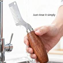 1/3件装，专业切葱器，弧形不锈钢刀片，木柄，厨房烹饪工具 - 彩色 - 查看 3