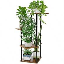 Bamworld Soporte de Metal para Plantas de Interior para Múltiples Plantas Pequeño Soporte de Flores de Esquina para Patio Jardín Balcón Sala de Estar Dormitorio 4 Niveles Marrón - Marrn - Ver 7